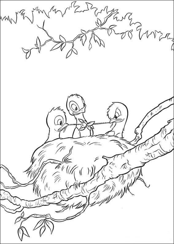 Desenho de Passarinhos de Bambi para Colorir