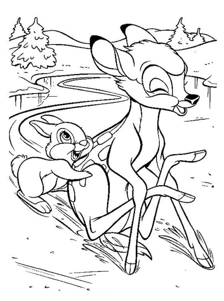Desenho de Tambor com Bambi para Colorir