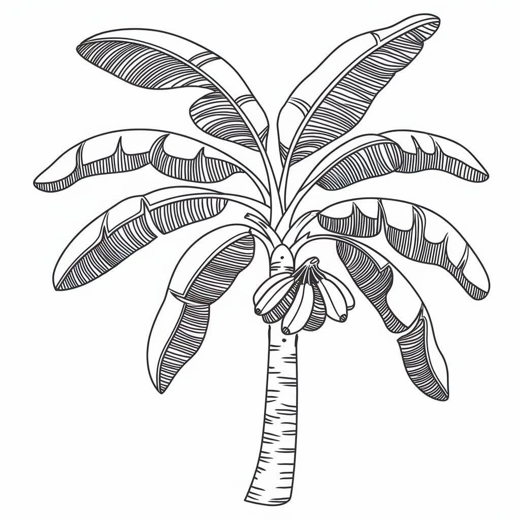 Desenho de Bananeira Imprimivel para Crianças para Colorir