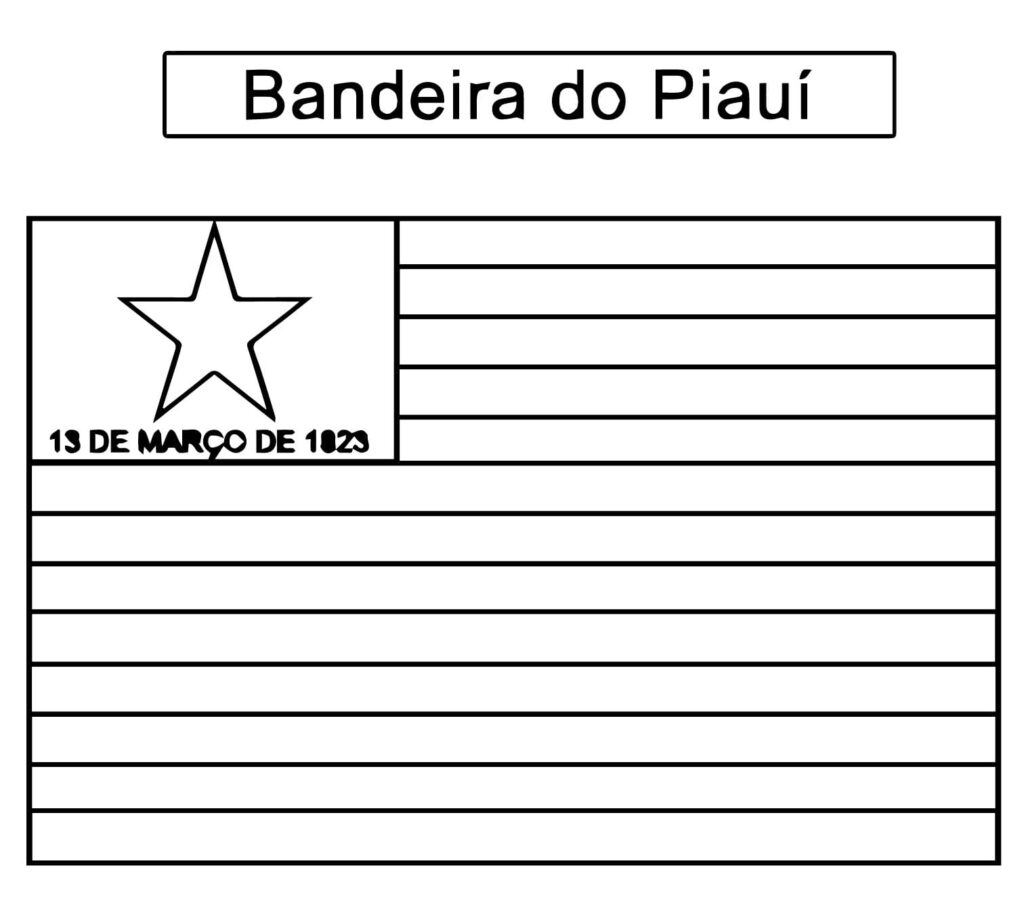 Desenho de Pintura de Bandeira do Piauí para Colorir