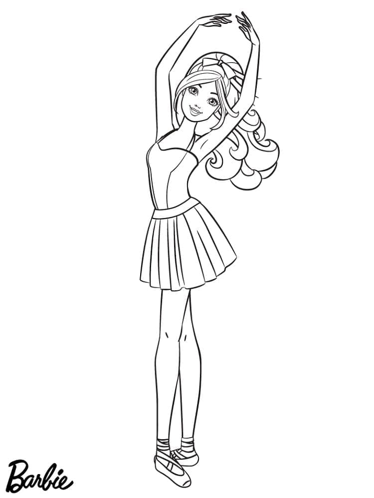 Desenho Barbie Alegre em pé para Colorir e Imprimir
