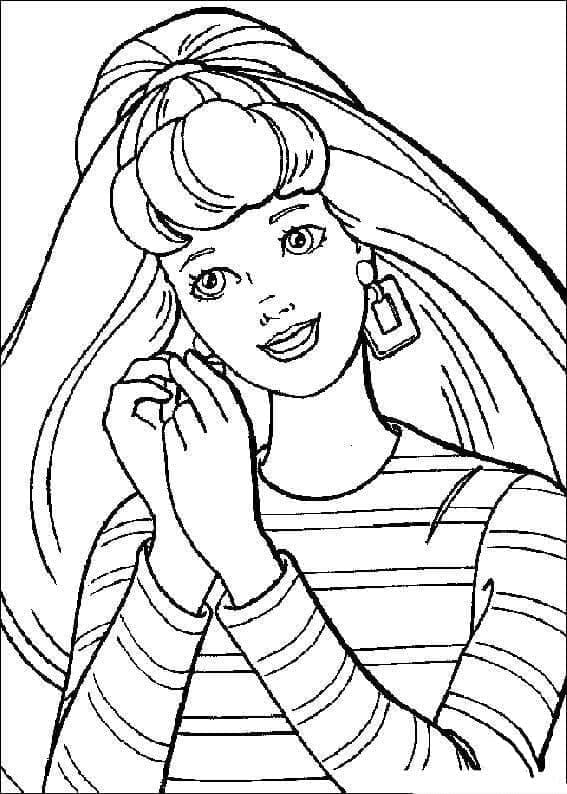 Desenho Barbie amigável Ao Telefone para Colorir e Imprimir