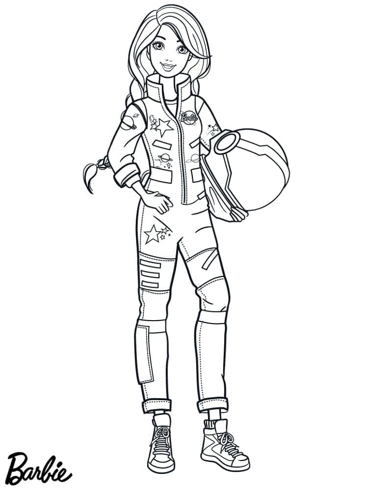 Desenho Barbie Astronauta com Capacete para Colorir e Imprimir