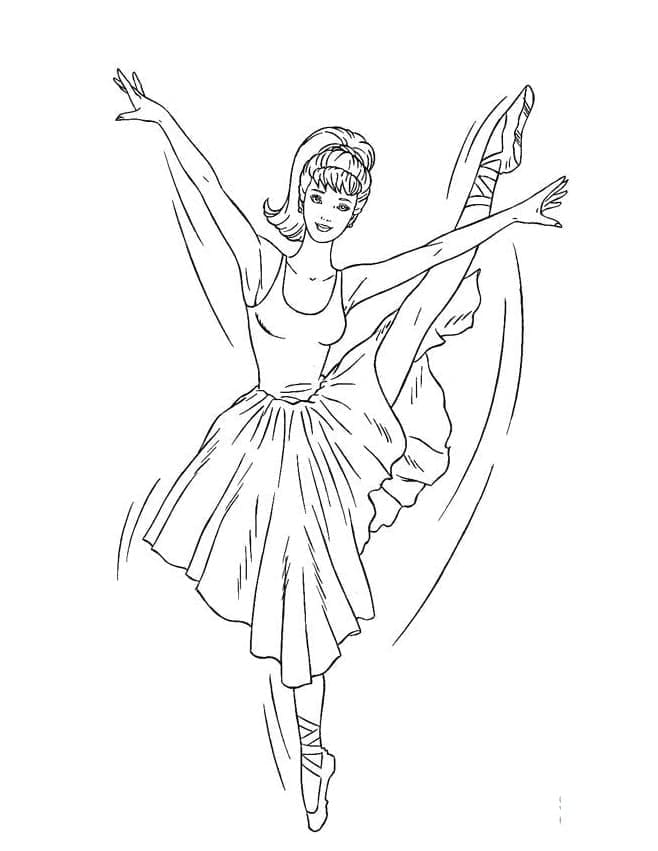 Desenho Barbie Bailarina dançando para Colorir e Imprimir