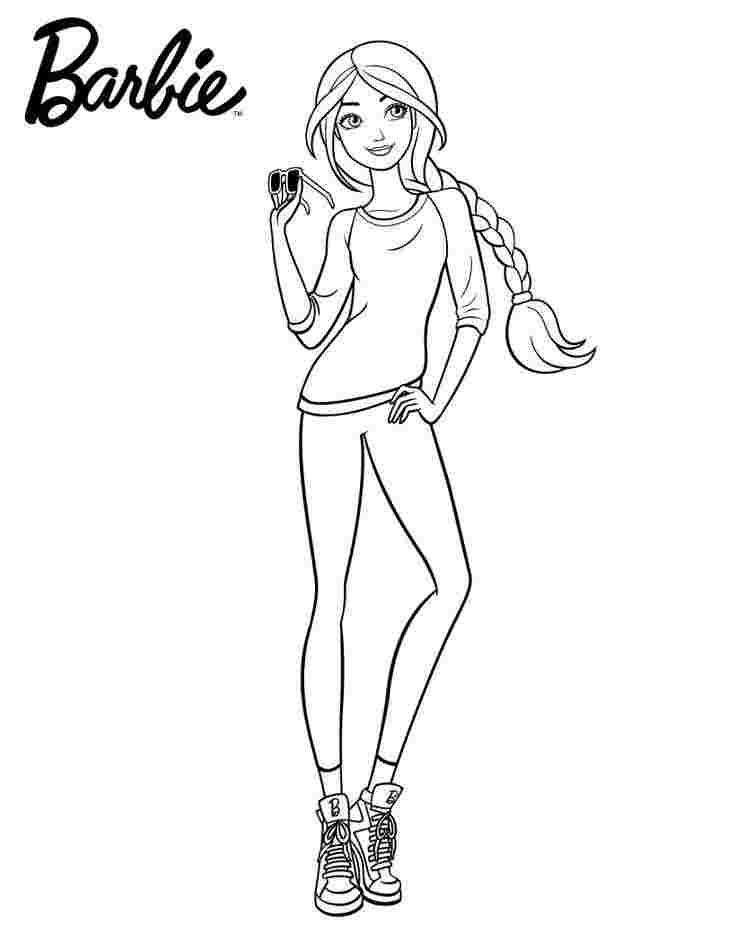 Desenho Barbie Camping com Mochila para Colorir e Imprimir