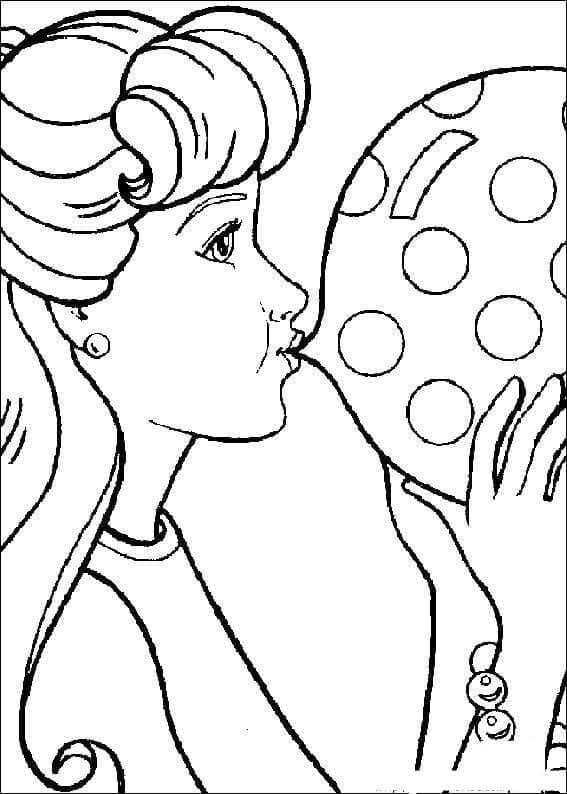 Desenho Barbie com Bola na Praia para Colorir e Imprimir