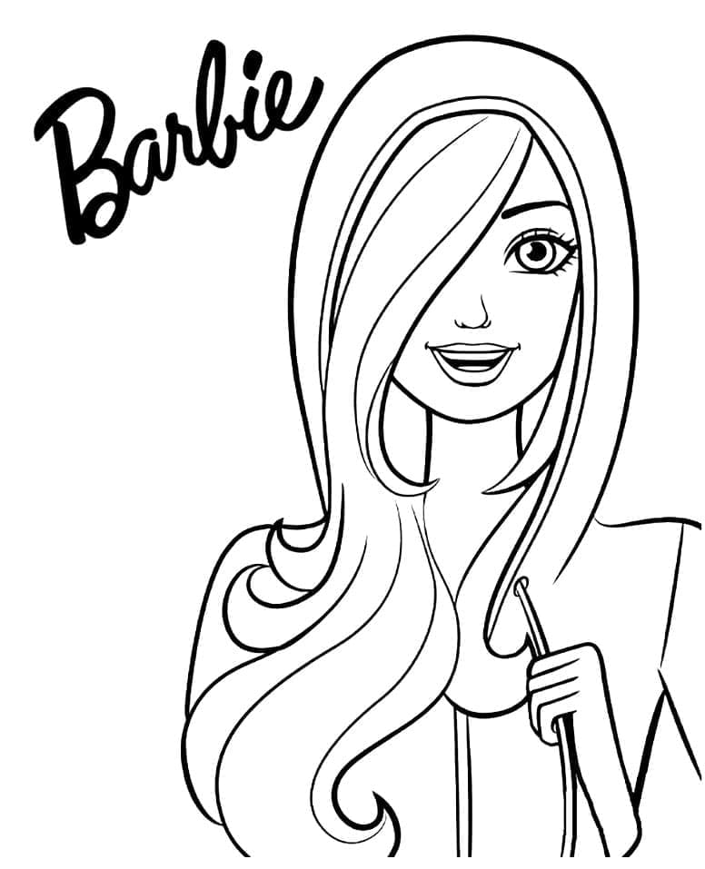 Desenho Barbie com Caderno na mão para Colorir e Imprimir