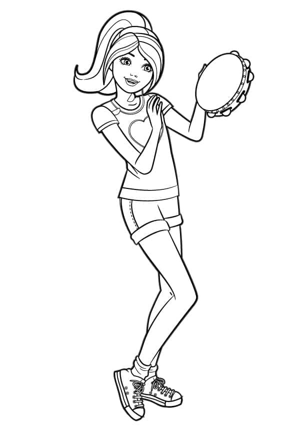 Desenho Barbie com Raquete de tênis para Colorir e Imprimir