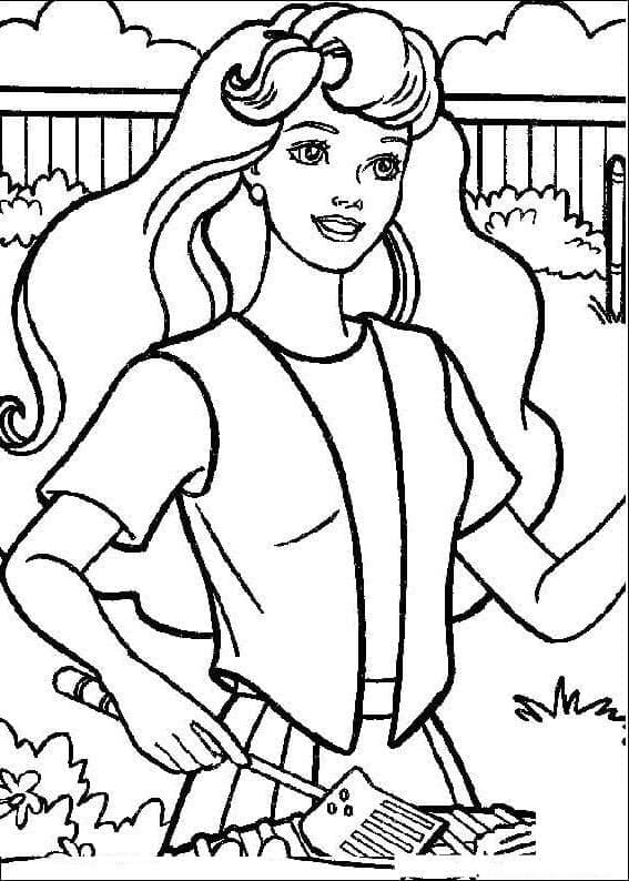 Desenho Barbie Feliz no Parque para Colorir e Imprimir