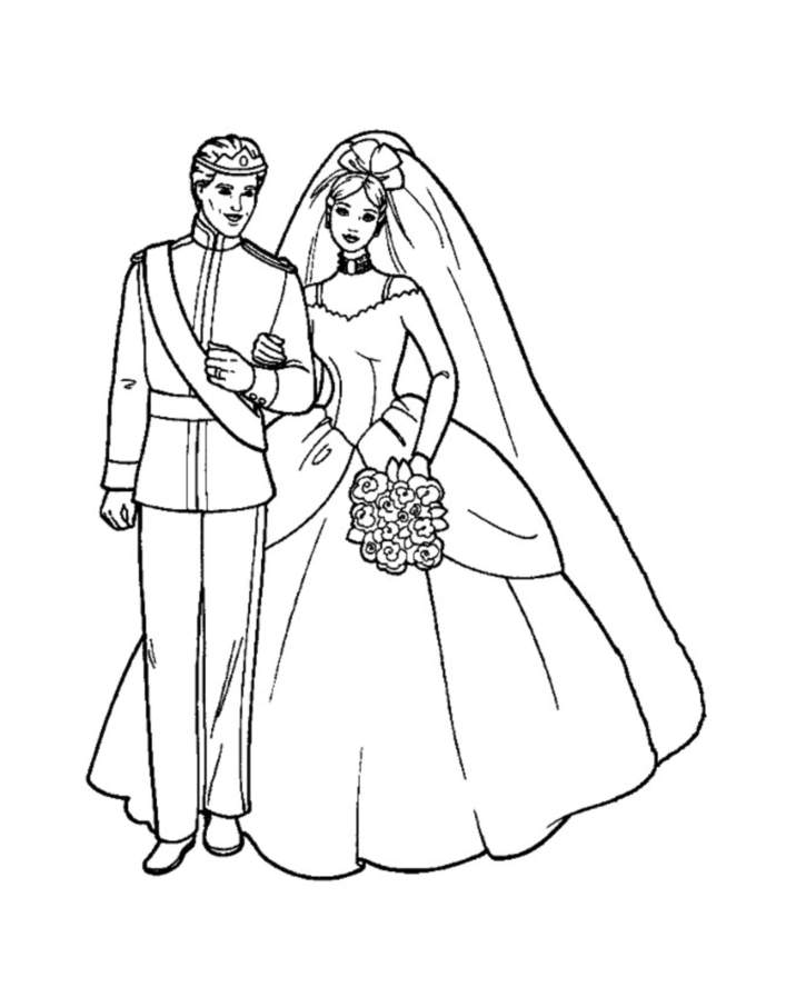 Desenho Barbie no Casamento para Colorir e Imprimir