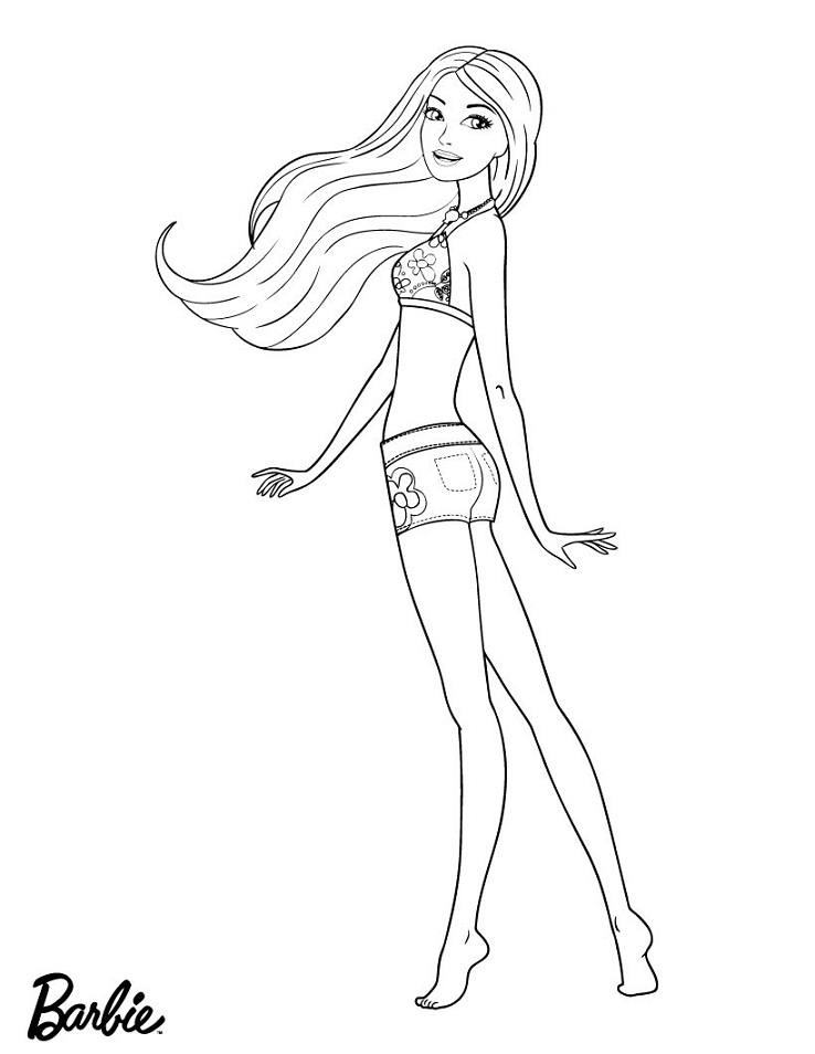 Desenho Barbie Sereia com Cauda para Colorir e Imprimir