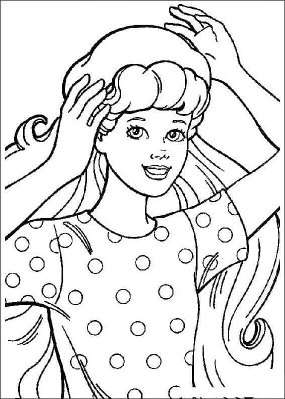 Desenho Barbie Sorridente com Tiara para Colorir e Imprimir