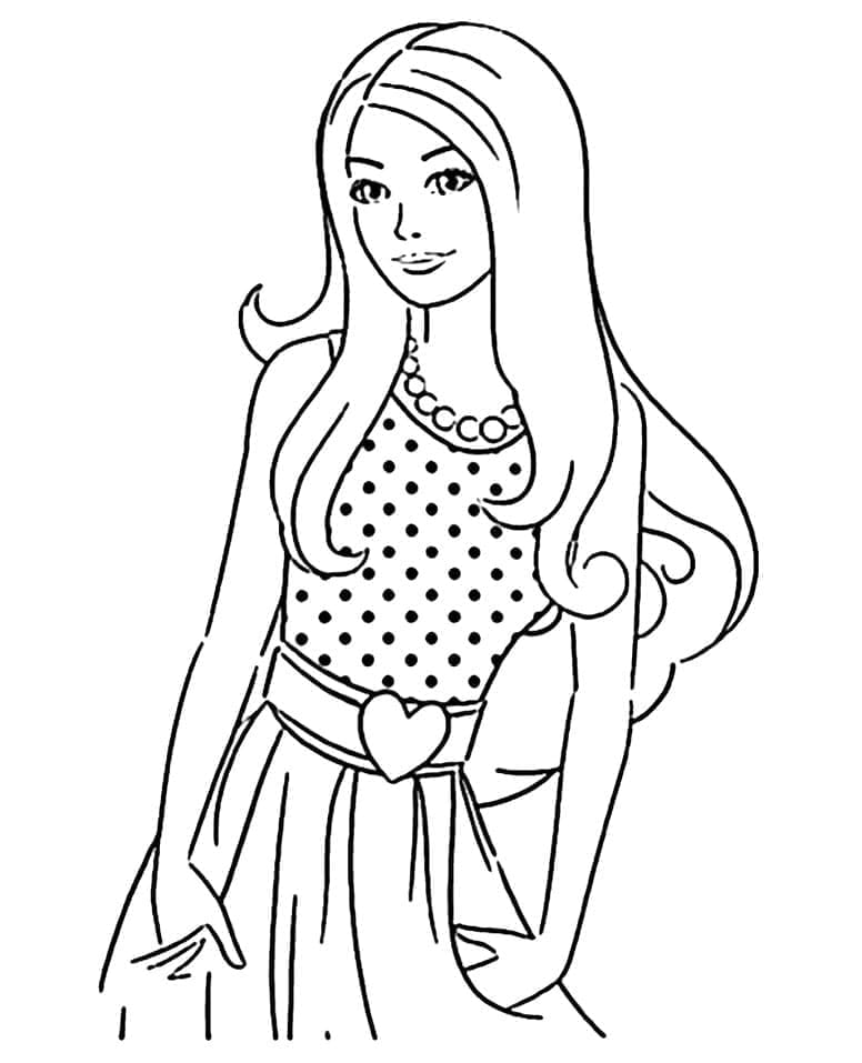 Desenho Rosto da Barbie com Cabelo Longo para Colorir e Imprimir