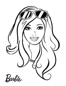 Desenho Rosto da Barbie com óculos de Sol para Colorir e Imprimir
