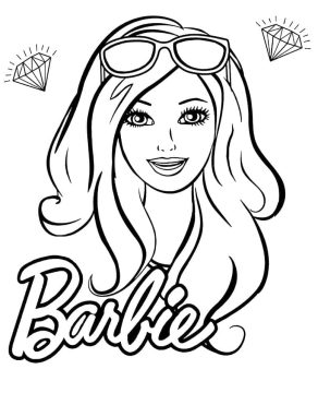 Desenho Rosto da Barbie com óculos para Colorir e Imprimir