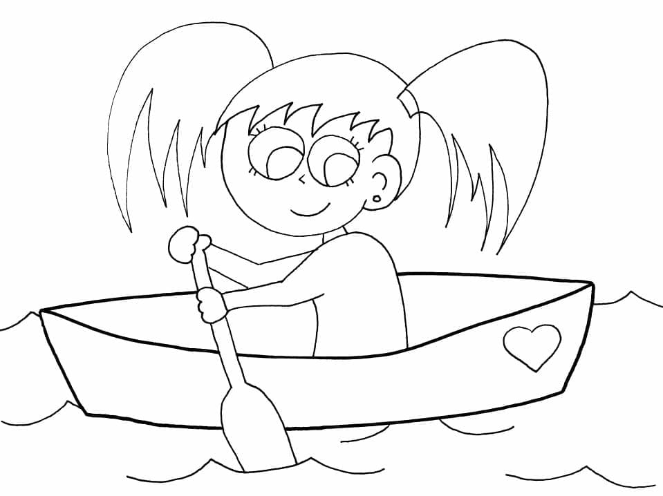 Desenho de Barco a Remo Imprimivel para Imprimir e Colorir