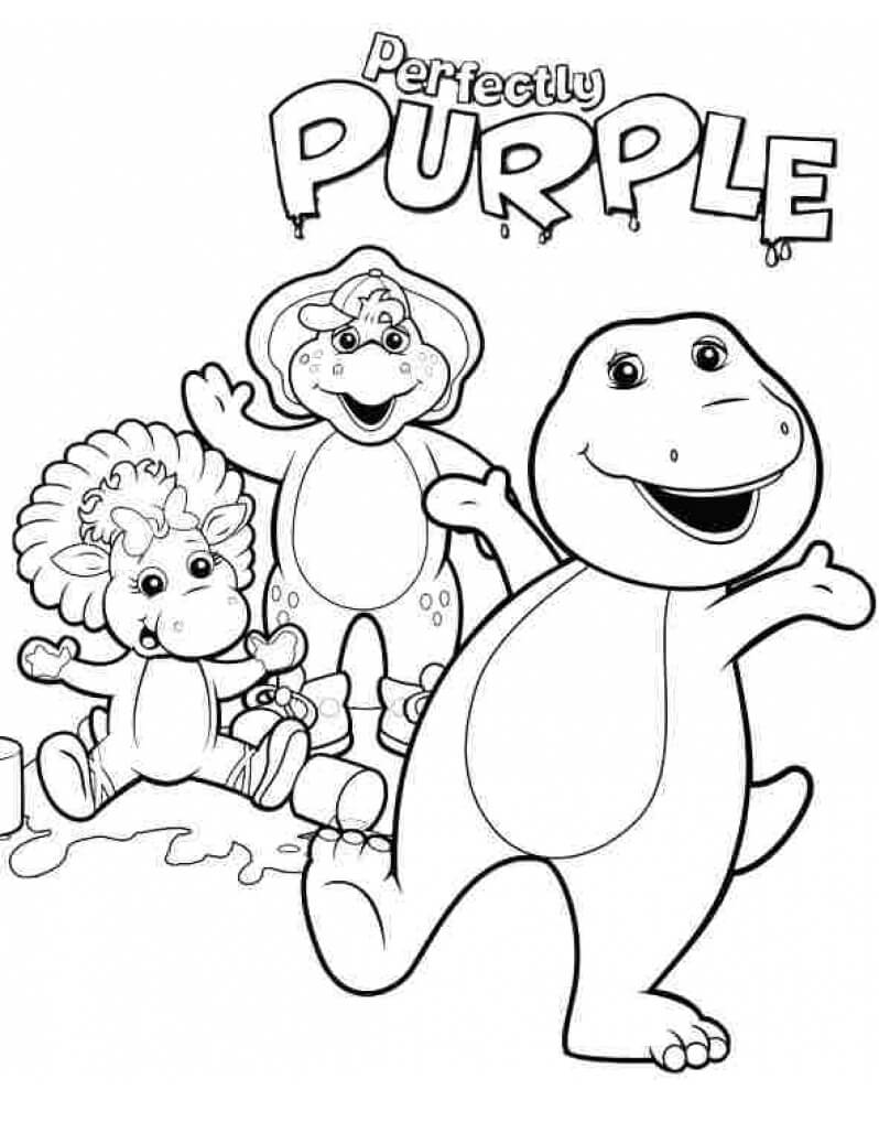 Desenho Barney com Baby Bop e Bj para Colorir 1