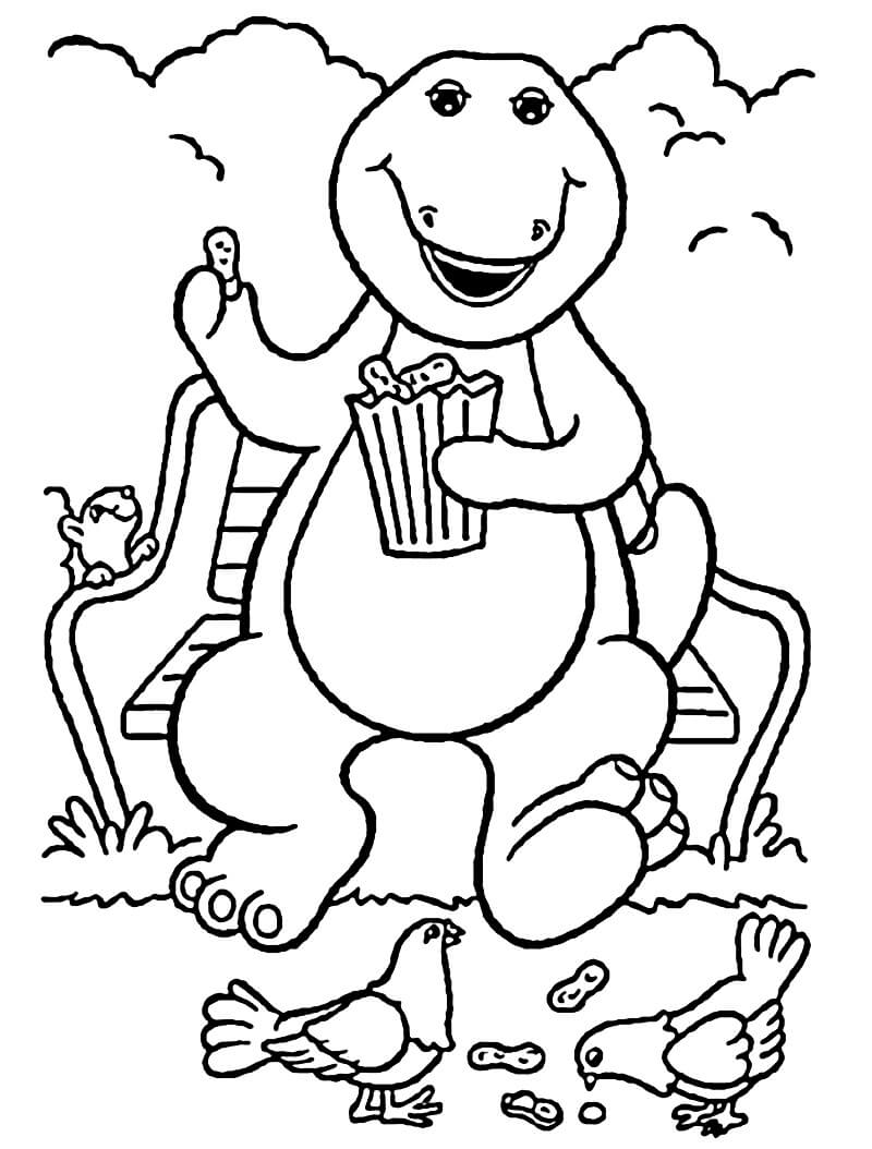 Desenho Feliz Barney para Colorir 2