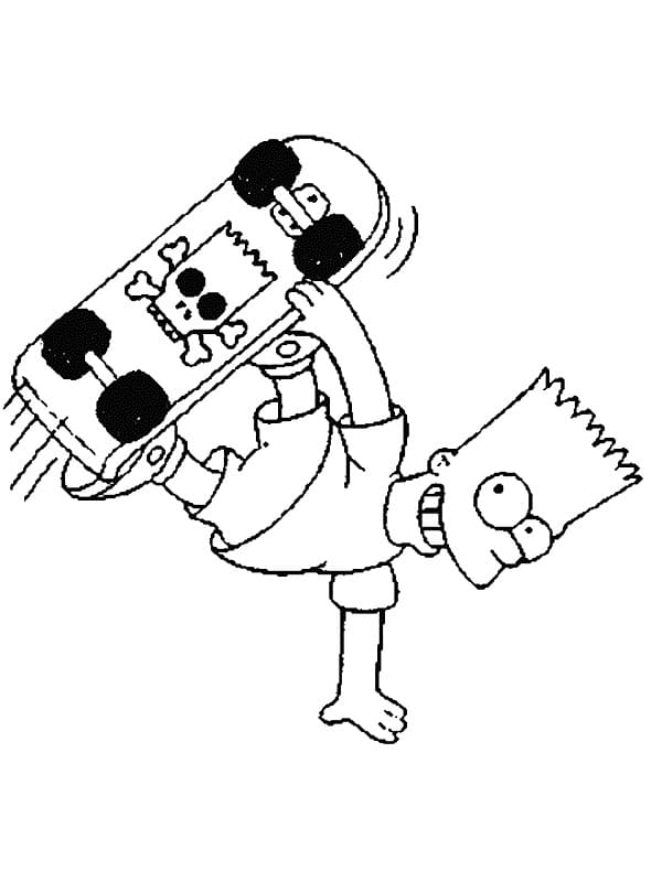Desenho Bart Simpson no Skate para Colorir