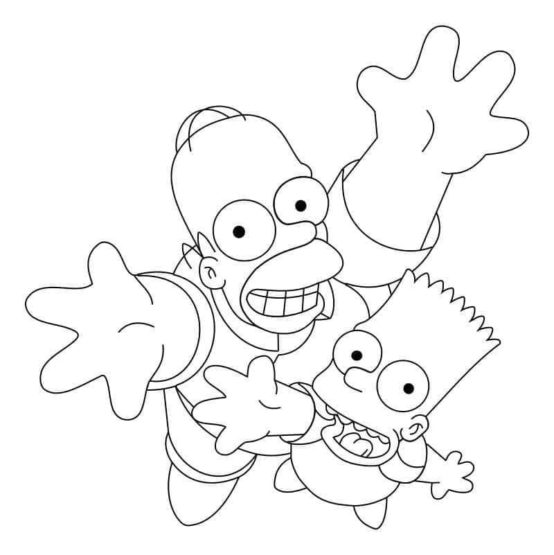 Desenho de Bart e Homer Simpson para Colorir
