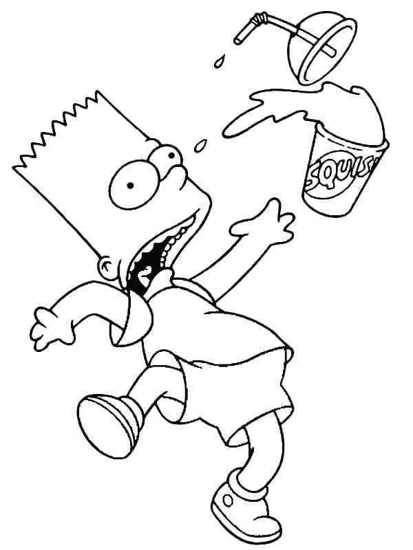 Desenho de Bart Simpson Engraçado para Colorir