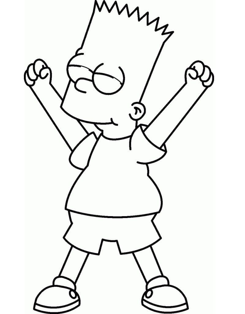 Desenho de Bart Simpson Feliz para Colorir