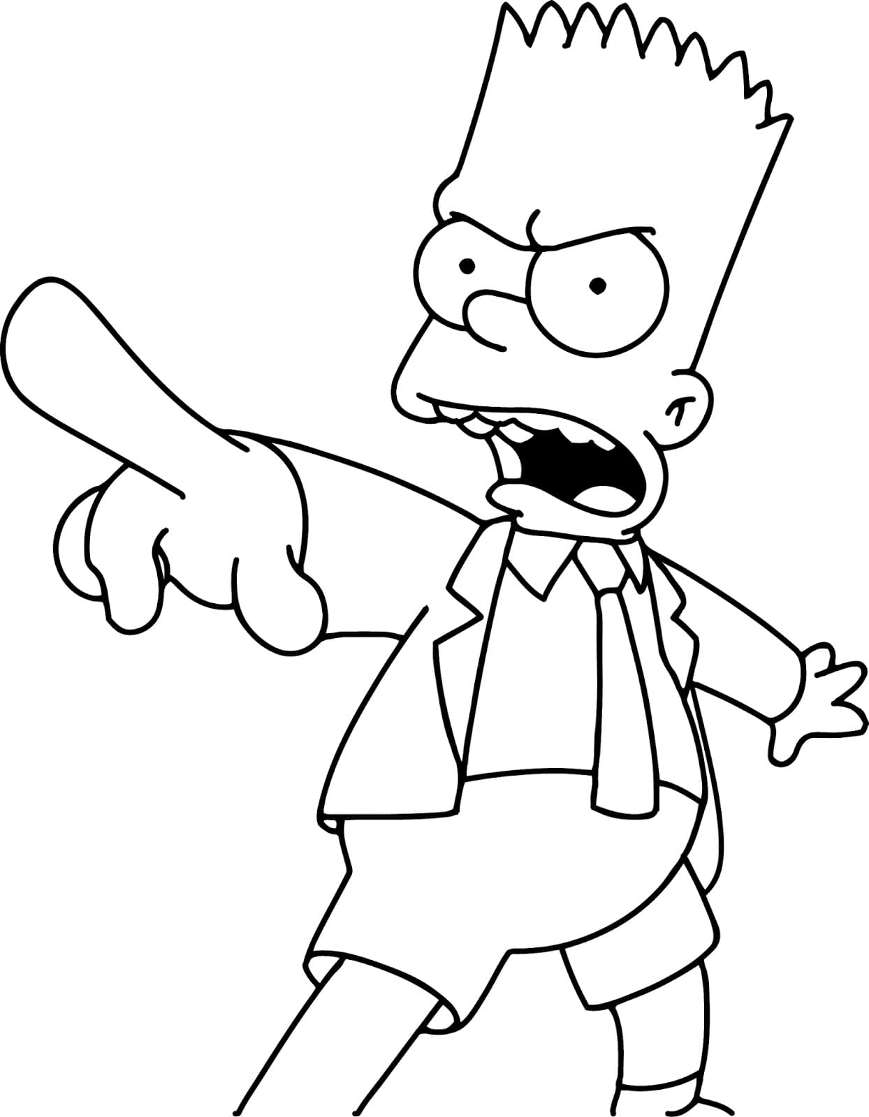Desenho de Bart Simpson Irritado para Colorir