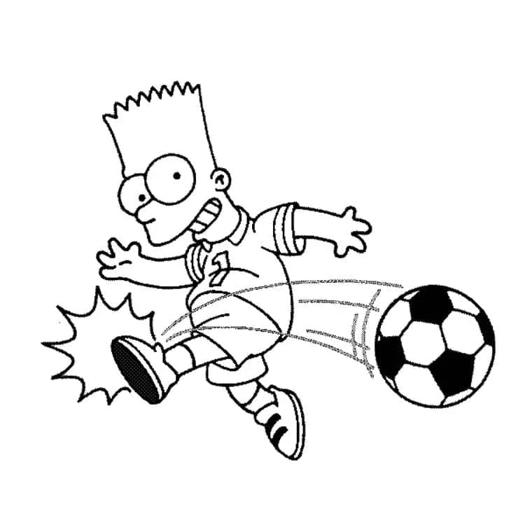 Desenho de Bart Simpson Jogá Futebol para Colorir