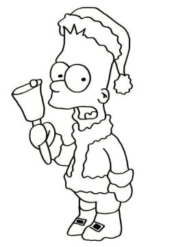 Desenho de Bart Simpson no Natal para Colorir