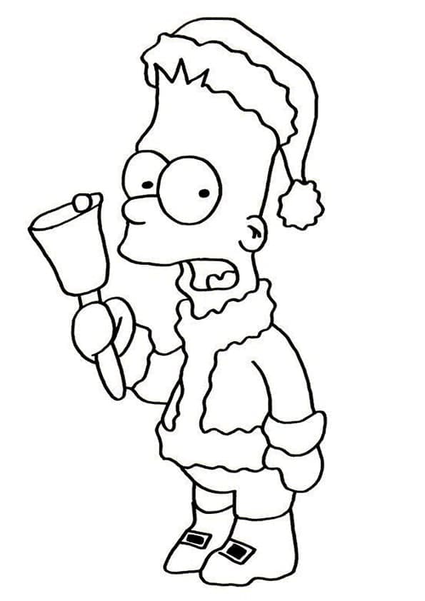 Desenho de Bart Simpson no Natal para Colorir