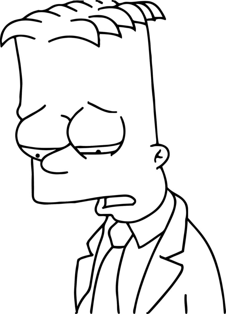 Desenho de Bart Simpson Triste para Colorir