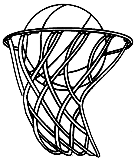 Desenho de Cesta de Basquete com Bola para Imprimir e Colorir Grátis