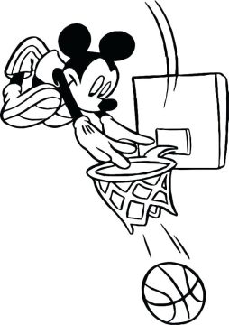 Desenho do Mickey Mouse Jogando Basquete para Colorir