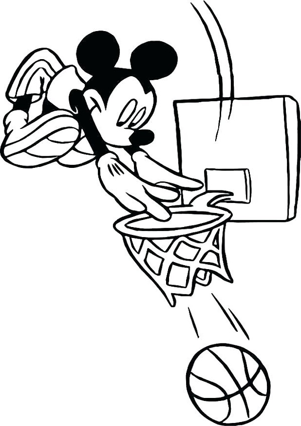 Desenho do Mickey Mouse Jogando Basquete para Colorir