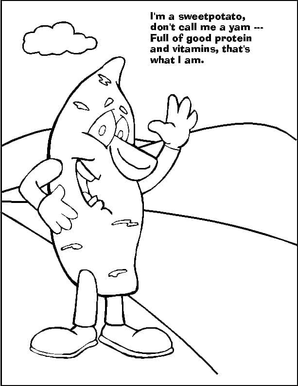 Desenho de Batata Doce de Desenho Animado para Colorir