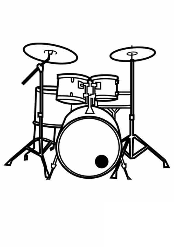 Desenho Bateria para Colorir com Giz de Cera Pdf