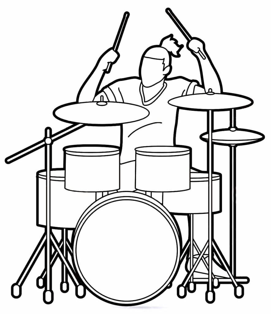Desenho Bateria para Colorir Tinta Guache Imprimir