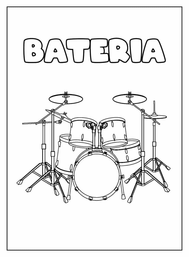 Desenho Bateria para Imprimir Grátis Imprimivel