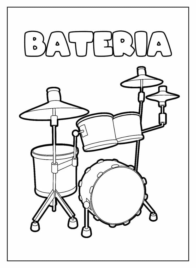 Desenho Bateria para Pintar Grátis Baixar