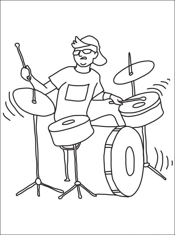 Desenho Baterista para Colorir