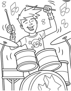 Desenho Menino da Bateria para Colorir