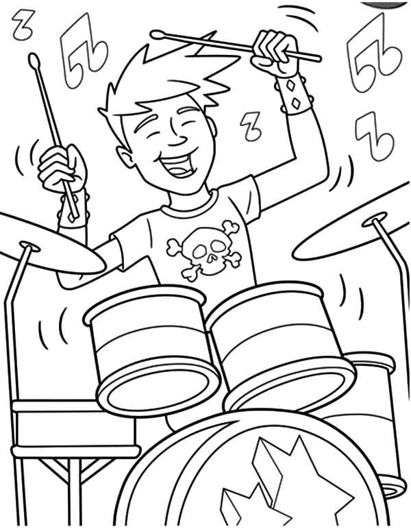 Desenho Menino da Bateria para Colorir