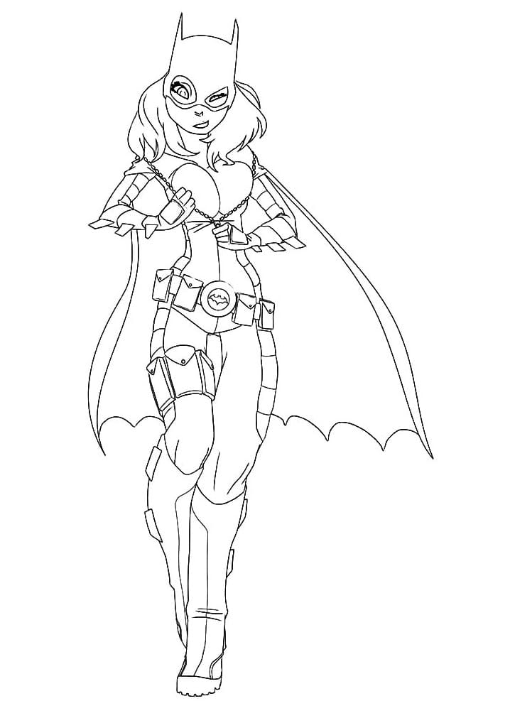 Desenho de Batgirl Bonita para Colorir com Tinta Guache para Imprimir
