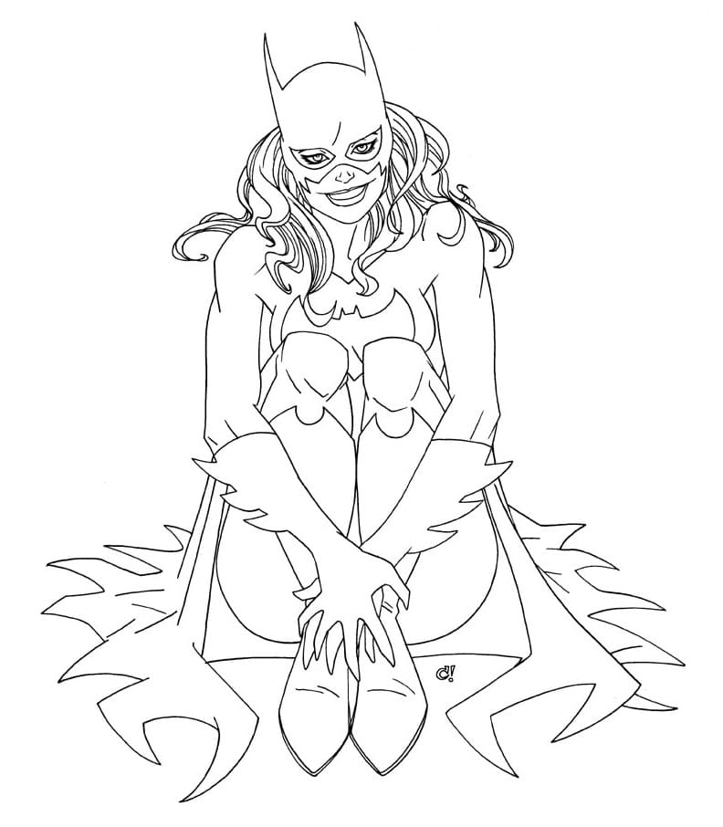 Desenho de Batgirl Feliz para Colorir Baixar Giz de Cera