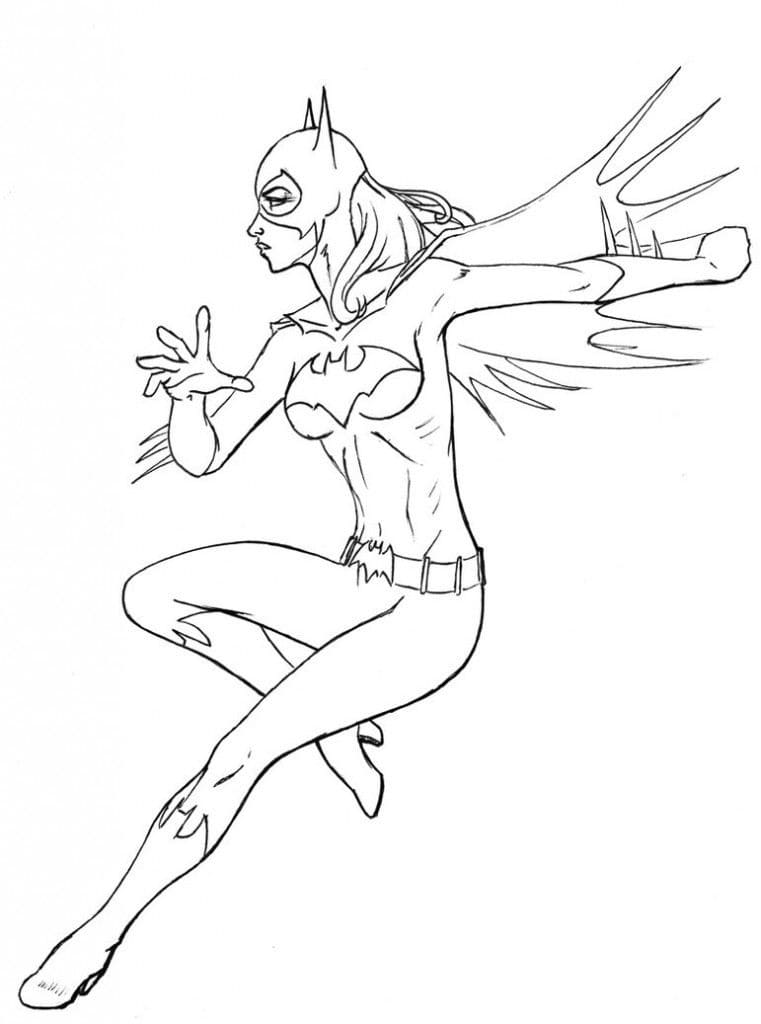 Desenho de Batgirl Incrível para Colorir com Giz de Cera Pdf