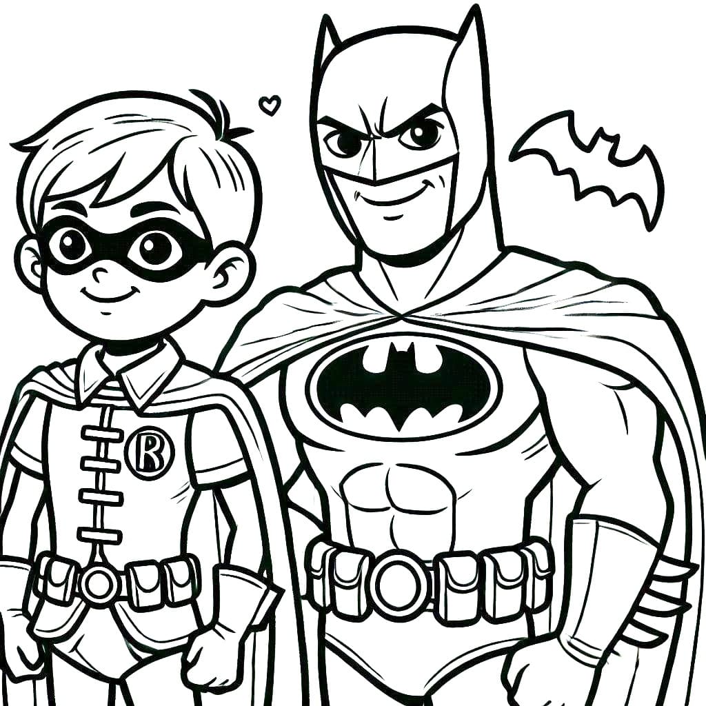 Desenho de Batman e Robin Dc Comics para Colorir