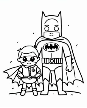 Desenho de Batman e Robin para crianças de 5 Ano para Colorir