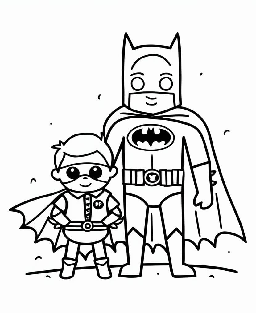 Desenho de Batman e Robin para Crianças de 5 Ano para Colorir