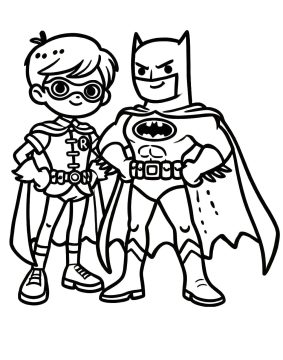 Desenho de Foto de Batman e Robin para Colorir