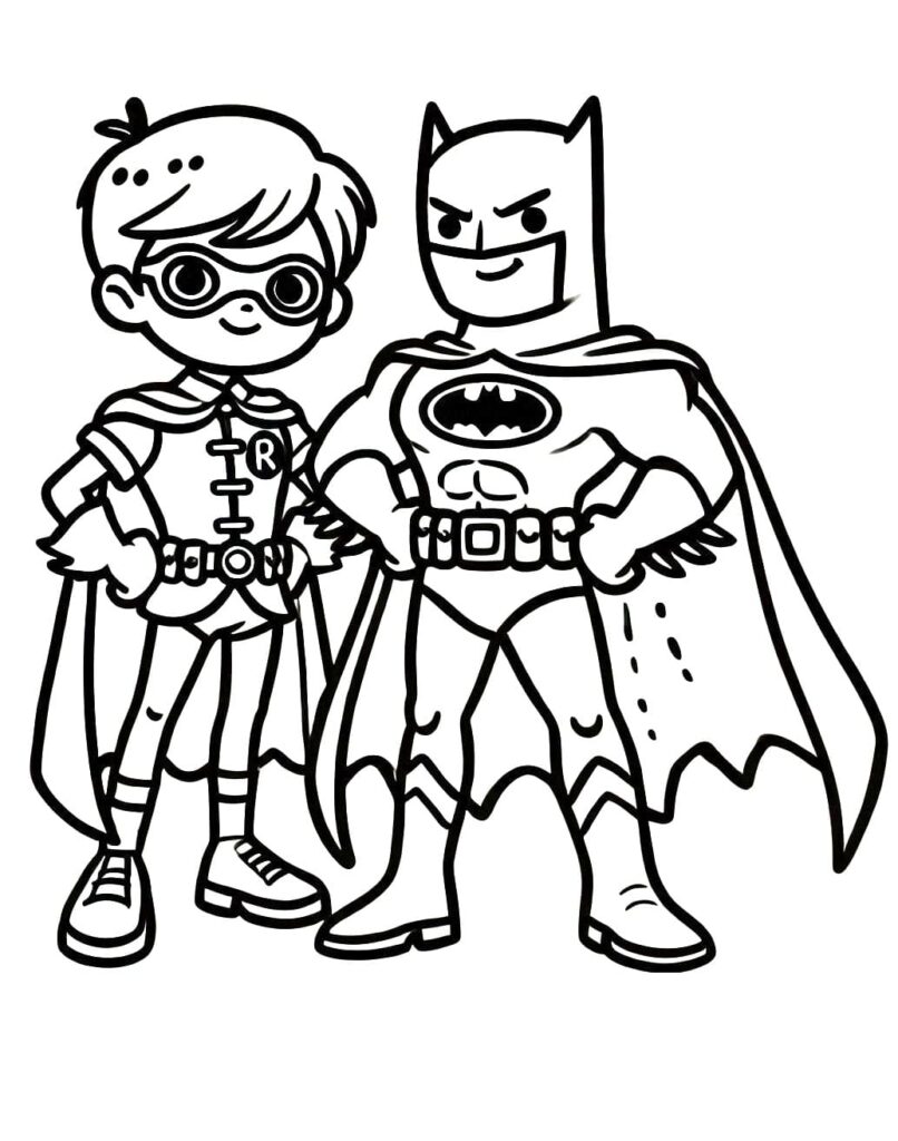 Desenho de Foto de Batman e Robin para Colorir
